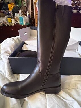 Ralph Lauren Dark Brown Leather Knee-High Riding Boots